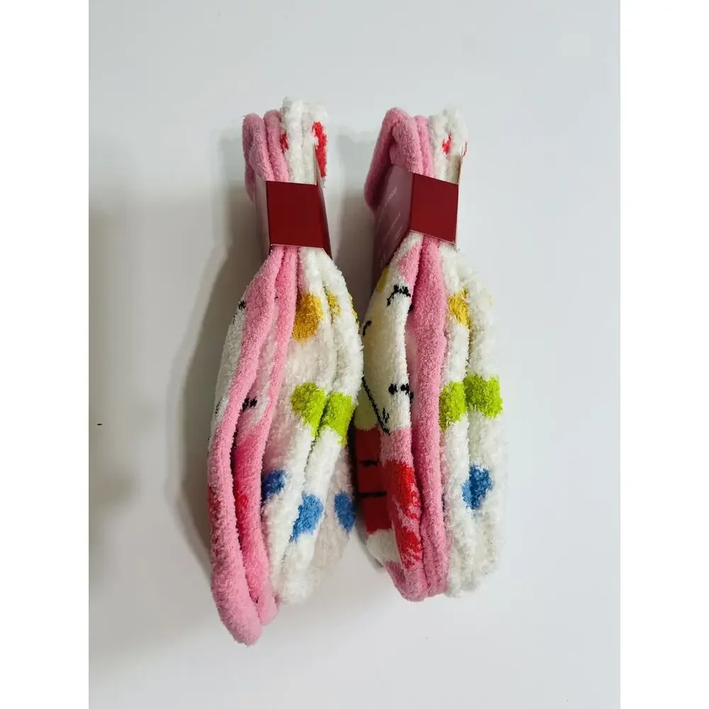 Girl's XS/S (11-1) Unicorn Hearts Cozy Crew Socks Pink (4 Pairs Total) NEW‎